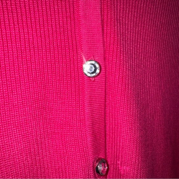Isaac Mizrahi Live Pink Rib Knit Jewel Button Cardigan Sweater Long Sleeve XL - Picture 5 of 10